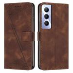 For Realme C65 4G Dream Triangle Leather Phone Case with Lanyard(Brown)