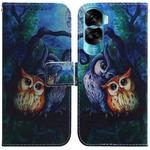 For Honor 90 Lite Coloured Drawing Flip Leather Phone Case(Oil Painting Owl)