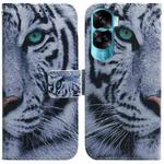 For Honor 90 Lite Coloured Drawing Flip Leather Phone Case(Tiger)