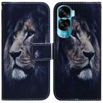 For Honor 90 Lite Coloured Drawing Flip Leather Phone Case(Lion)