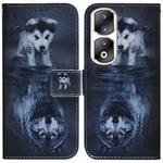 For Honor 90 Pro Coloured Drawing Flip Leather Phone Case(Wolf and Dog)