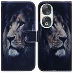 For Honor 90 Coloured Drawing Flip Leather Phone Case(Lion)