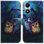 For Honor X5 Plus / Play 40C Coloured Drawing Flip Leather Phone Case(Oil Painting Owl)