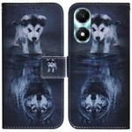 For Honor X5 Plus / Play 40C Coloured Drawing Flip Leather Phone Case(Wolf and Dog)