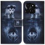For Honor X6a Coloured Drawing Flip Leather Phone Case(Wolf and Dog)
