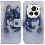 For Honor Magic6 Pro Coloured Drawing Flip Leather Phone Case(White Wolf)