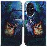 For Honor 200 Coloured Drawing Flip Leather Phone Case(Oil Painting Owl)