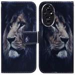 For Honor 200 Coloured Drawing Flip Leather Phone Case(Lion)