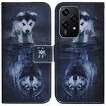 For Honor 200 Lite Global Coloured Drawing Flip Leather Phone Case(Wolf and Dog)