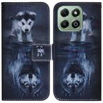 For Honor X6b Coloured Drawing Flip Leather Phone Case(Wolf and Dog)