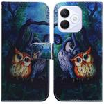 For Honor X60i Coloured Drawing Flip Leather Phone Case(Oil Painting Owl)