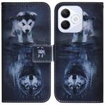 For Honor X60i Coloured Drawing Flip Leather Phone Case(Wolf and Dog)