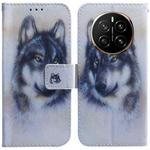 For Honor Magic7 Coloured Drawing Flip Leather Phone Case(White Wolf)