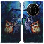 For Honor Magic7 Coloured Drawing Flip Leather Phone Case(Oil Painting Owl)