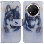 For Honor X9c Coloured Drawing Flip Leather Phone Case(White Wolf)