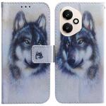 For Honor 400 Global 156.5mm Coloured Drawing Flip Leather Phone Case(White Wolf)