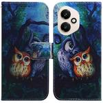For Honor 400 Global 156.5mm Coloured Drawing Flip Leather Phone Case(Oil Painting Owl)