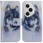 For Honor 400 Pro Global 160.8mm Coloured Drawing Flip Leather Phone Case(White Wolf)