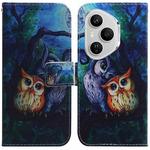 For Honor 400 Pro Global 160.8mm Coloured Drawing Flip Leather Phone Case(Oil Painting Owl)