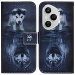 For Honor 400 Pro Global 160.8mm Coloured Drawing Flip Leather Phone Case(Wolf and Dog)