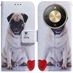 For Honor X70 5G Coloured Drawing Flip Leather Phone Case(Pug)