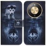 For Honor X70 5G Coloured Drawing Flip Leather Phone Case(Wolf and Dog)