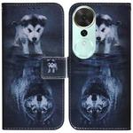 For Honor Play 70 Plus Coloured Drawing Flip Leather Phone Case(Wolf and Dog)