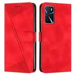 For OPPO A16 / A16s Dream Triangle Leather Phone Case with Lanyard(Red)