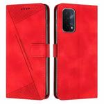 For OPPO A54 / A74 / A93 Dream Triangle Leather Phone Case with Lanyard(Red)