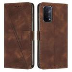For OPPO A54 / A74 / A93 Dream Triangle Leather Phone Case with Lanyard(Brown)