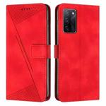 For OPPO A55s JP Version Dream Triangle Leather Phone Case with Lanyard(Red)