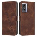For OPPO A57 5G 2022 Dream Triangle Leather Phone Case with Lanyard(Brown)