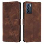 For OPPO Reno6 5G Dream Triangle Leather Phone Case with Lanyard(Brown)