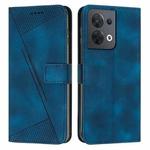 For OPPO Reno8 5G Dream Triangle Leather Phone Case with Lanyard(Blue)