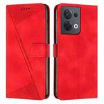 For OPPO Reno8 5G Dream Triangle Leather Phone Case with Lanyard(Red)