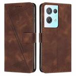 For OPPO Reno8 Pro / Reno8 Pro+ Dream Triangle Leather Phone Case with Lanyard(Brown)