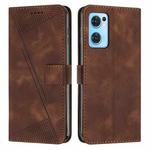 For OPPO Reno7 5G Dream Triangle Leather Phone Case with Lanyard(Brown)