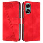 For OPPO A58 4G Dream Triangle Leather Phone Case with Lanyard(Red)