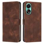 For OPPO A58 4G Dream Triangle Leather Phone Case with Lanyard(Brown)