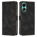 For OPPO A58 4G Dream Triangle Leather Phone Case with Lanyard(Black)