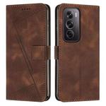 For OPPO Reno12 Pro Global Dream Triangle Leather Phone Case with Lanyard(Brown)