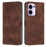 For OPPO Reno13 F 5G / 4G Dream Triangle Leather Phone Case with Lanyard(Brown)