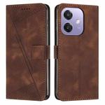 For OPPO A5x 5G Global Dream Triangle Leather Phone Case with Lanyard(Brown)