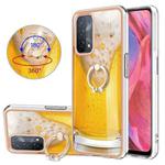 For OPPO A74 / A93 5G / A54 5G / A93s 5G Electroplating Dual-side IMD Phone Case with Ring Holder(Draft Beer)