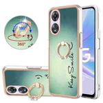 For OPPO A78 / A58 Electroplating Dual-side IMD Phone Case with Ring Holder(Smile)