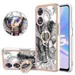 For OPPO A78 / A58 Electroplating Dual-side IMD Phone Case with Ring Holder(Totem Elephant)