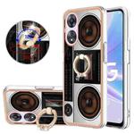 For OPPO A78 / A58 Electroplating Dual-side IMD Phone Case with Ring Holder(Retro Radio)