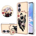 For OPPO A78 / A58 Electroplating Dual-side IMD Phone Case with Ring Holder(Lucky Dog)