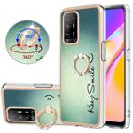 For OPPO A94 5G / A95 5G Electroplating Dual-side IMD Phone Case with Ring Holder(Smile)