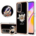 For OPPO A94 5G / A95 5G Electroplating Dual-side IMD Phone Case with Ring Holder(Natural Growth)
